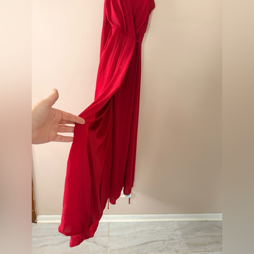 David’s Bridal Red dress size 4 Prom Maxi evening party ball gown straps wrap - Picture 5 of 12